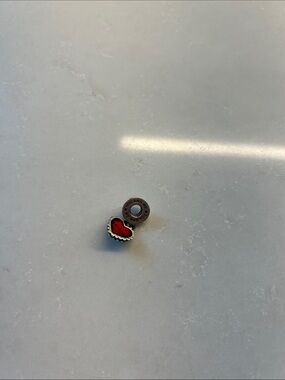 Pandora Red Heart Enamel Charm with Sterling Accent